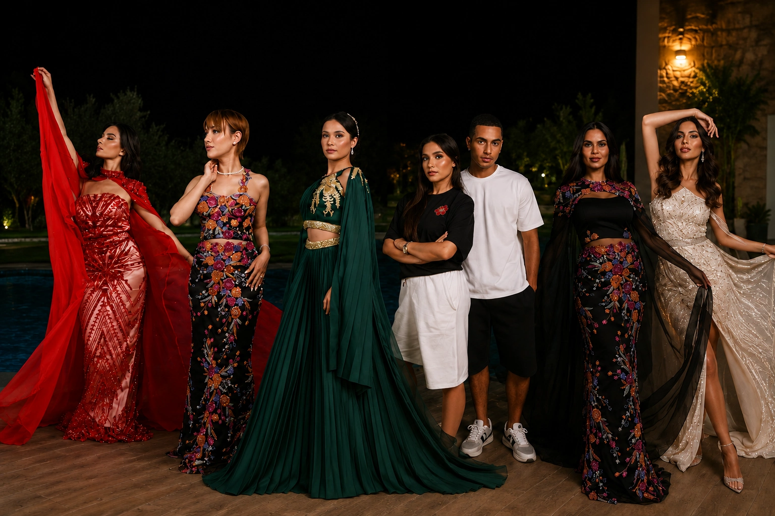Campagne ENMIIS — quatre mannequins en tenues de la collection, autour d'un sac ENMIIS